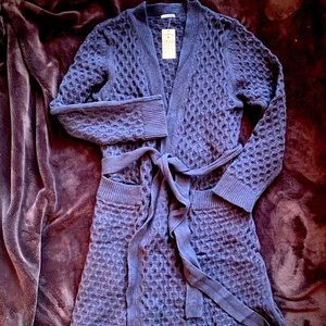 NWT Eberjey Ila Navy Blue Sweater Knit Robe Size S